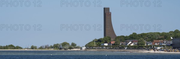 Naval memorial, beach, Laboe, Baltic seaside resort, fjord, Baltic Sea, North Frisia, Schleswig-Holstein, Germany
