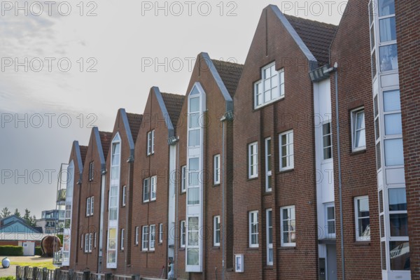 Gabled houses at the harbour, Husum, North Sea, North Frisia, Schleswig-Holstein, Germany