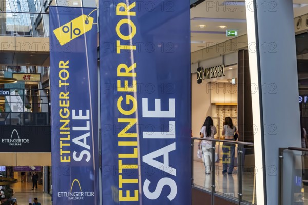 Ettlinger Tor shopping centre, ECE-Center, in Karlsruhe with around 130 retail shops. Interior view. Karlsruhe, Baden-Württemberg, Germany