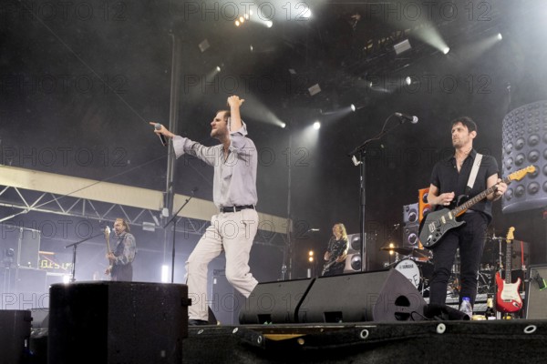 Michael Marco Fitzthum aka Marco Michael Wanda, Singer, Guitarist, Wanda, Rock/Pop Band, Austria, Schön bei dir Live 2025 Tour, open air at the Citadel Music Festival, 12 July 2025, Zitadelle Spandau, Berlin, Germany, sold out < english> Wanda, Rock/Pop Band, Austria, Schön bei dir Live 2025 Tour, open air at the Citadel Music Festival, July 12, 2025, Spandau Citadel, Berlin, Germany