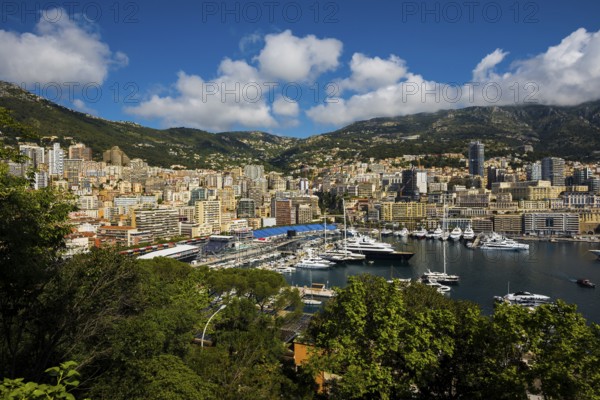 Panorama, Skyline with skyscrapers by the sea, Monte Carlo, Cote d'Azur, Monaco