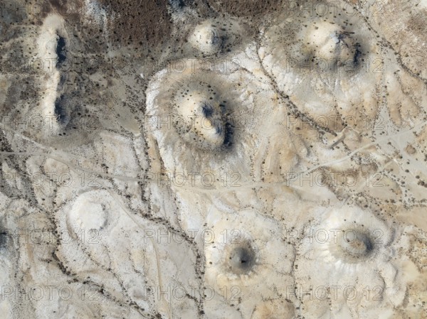 Conical rocks, so-called Prince Albert formations. Aerial view. Drone shot. Southern Namibia