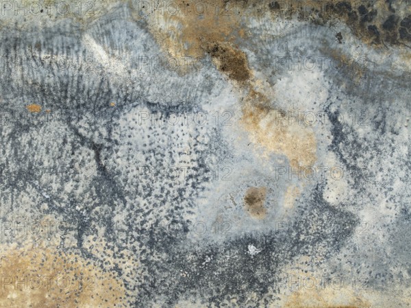 Abstract saline patterns at the edge of the Walvis Bay salt works. Aerial view. Drone shot. Namibia