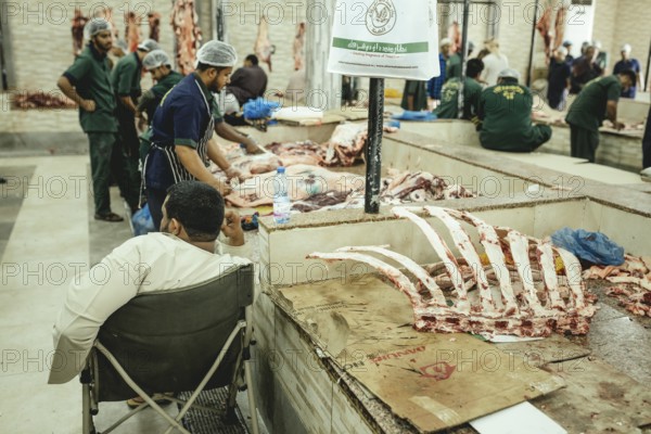 Market hall, section of camel butchers, Salalah, Dhofar, Oman