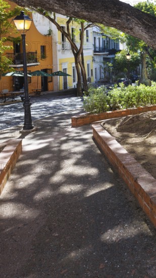 Puerto Rico, San Juan colorful colonial architecture in historic city center