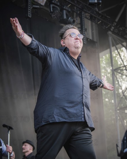 Sebastian Krumbiegel, singer of the band Die Prinzen at the Berliner Rundfunk 91.4 Open Air in the Berlin Parkbühne Wuhlheide on 05.07.2025