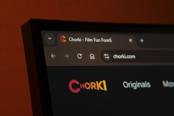Dhaka, Bangladesh- 02 June 2025: Close-up of a computer screen displaying the chorki web interface in dark mode