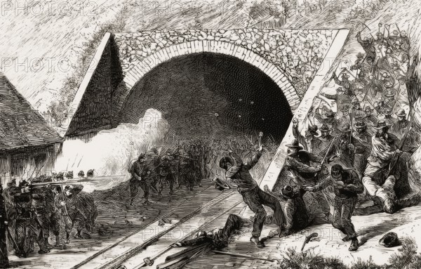 The Göschenen unrest, 27th and 28th of July 1875, during the construction of the Gotthard tunnel in the Swiss municipality of Göschenen, canton of Uri