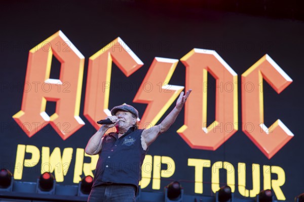 Brian Johnson, lead singer of AC/DC live on Power Up Tour 2025 at the Olympiastadion Berlin on 30 June 2025