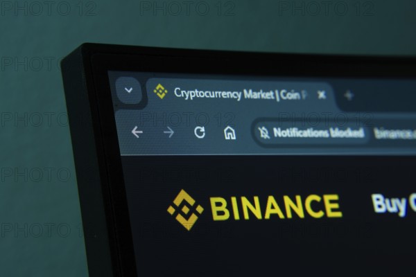 Dhaka, Bangladesh- 02 June 2025: Close-up of a computer screen displaying the binance web interface in dark mode