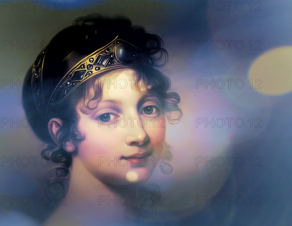 Louise of Mecklenburg-Strelitz, Luise Herzogin zu Mecklenburg - Strelitz, Luise Auguste Wilhelmine Amalie Herzogin zu Mecklenburg, Königin Luise, 1776 – 1810, Queen of Prussia, digitally edited after a painting by Josef Mathias Grassi