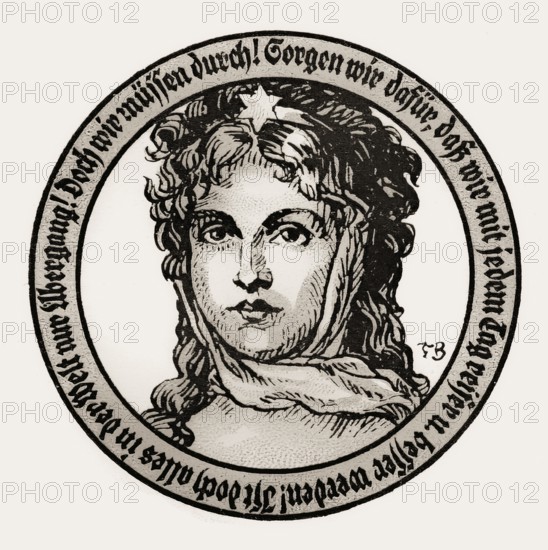 German emergency currency from Eckartsberga, 1921, Germany, Europe, portrait of Louise of Mecklenburg-Strelitz, Luise Herzogin zu Mecklenburg - Strelitz, Luise Auguste Wilhelmine Amalie Herzogin zu Mecklenburg, Königin Luise, 1776 – 1810, Queen of Prussia