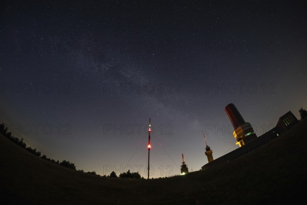 The Milky Way passes over the summit of the Großer Feldberg in the Taunus, near Frankfurt am Main, Großer Feldberg in the Taunus, Schmitten, Hesse, Germany