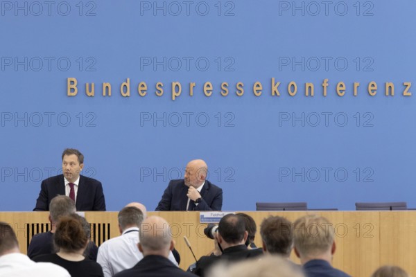 Berlin, Germany - 24 June 2025: Finance Minister Lars Klingbeil presents the draft federal budget for 2025 and key figures for the draft federal budget for 2026 at the Federal Press Conference