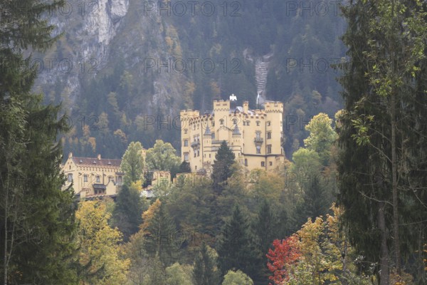 Hohenschwangau Castle near Füssen in autumn, Allgäu, Bavaria, Germany, Allgäu, Bavaria, Germany