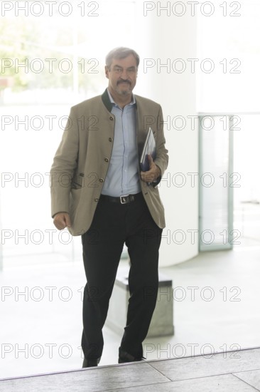 Markus Söder (CSU Chairman and Minister-President of Bavaria) on his way to consult Federal Chancellor Friedrich Merz with the heads of government of the federal states in the International Conference Hall of the Federal Chancellery, Berlin, 18 June 2025
