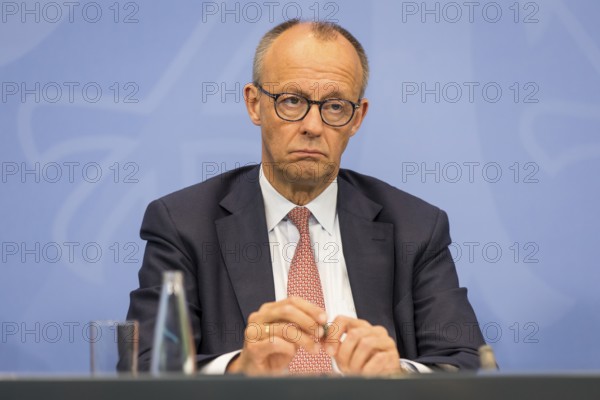 Federal Chancellor Merz (CDU, Federal Chancellor) during a press conference after the consultation between Federal Chancellor Friedrich Merz and the heads of government of the federal states in the Federal Chancellery, Berlin, 18 June 2025