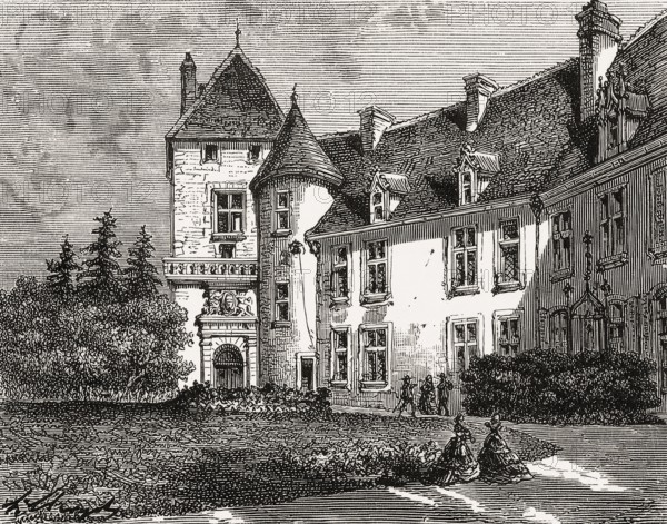 Epoisses castle, château d'Époisses, village d'Époisses, Burgundy, Côte-d'Or, France, former home of Marie de Rabutin-Chantal, marquise de Sévigné, also known as Madame de Sévigné or Mme de Sévigné, French aristocrat