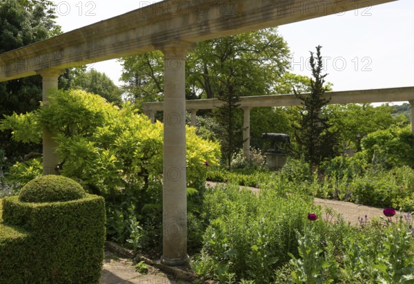 Italianate gardens designed by Harold Ainsworth Peto, Iford Manor, Wiltshire, England, UK
