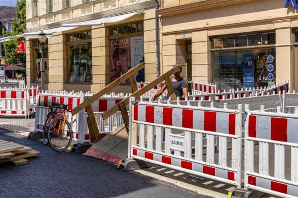 Roadworks in Brandenburger Straße, shopping street in Potsdam, Brandenburg, Germany