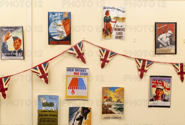 Exhibition of 1940s government public information wartime propaganda posters, Wiltshire, England, UK