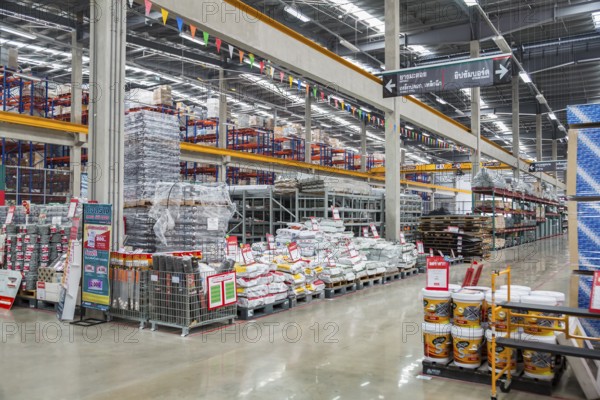 Building materials inside the Mega Home Center warehouse store in Chiang Rai, Thailand