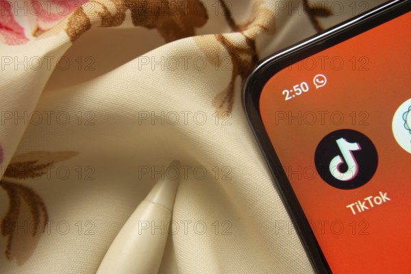 Dhaka, Bangladesh- 07 May 2025: Tiktok app icon is seen on smartphone