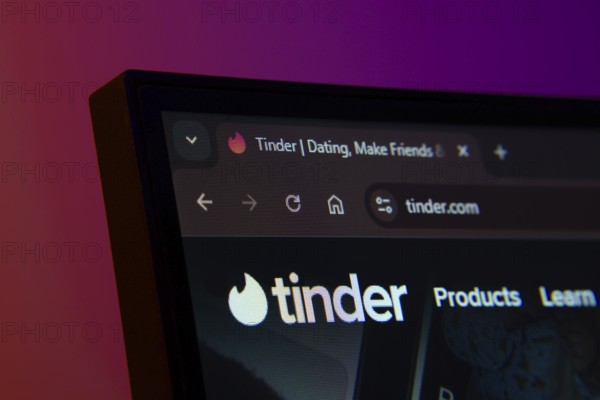Dhaka, Bangladesh- 02 June 2025: Close-up of a computer screen displaying the tinder web interface in dark mode