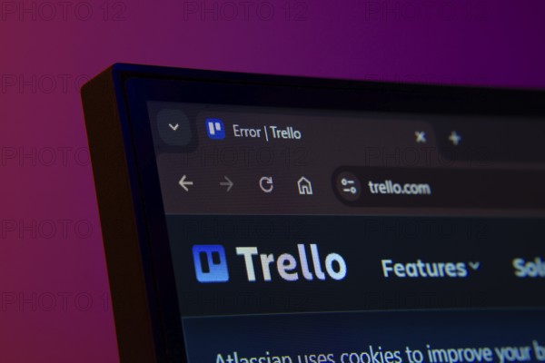 Dhaka, Bangladesh- 02 June 2025: Close-up of a computer screen displaying the Trello web interface in dark mode