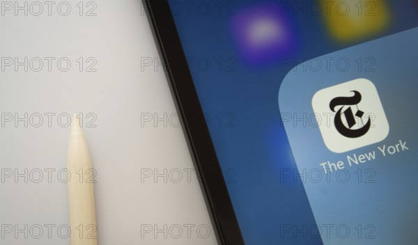 Dhaka, Bangladesh- 18 March 2025: A close up of an iPad screen displaying the the new york times app