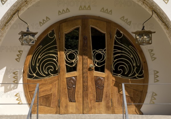 Entrance, Great House Glückert by Joseph Maria Olbrich, Mathildenhöhe, UNESCO World Heritage Site, Darmstadt, Hesse, Germany