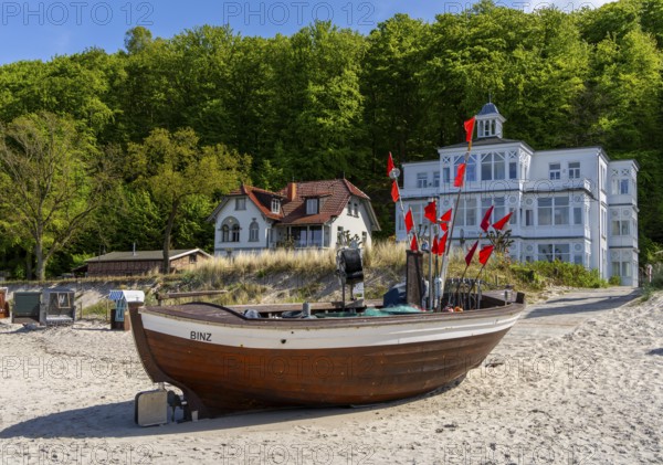 Wooden boats on the beach at Binz, Rügen, Mecklenburg-Western Pomerania, Germany