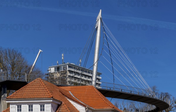 Balcony facing the sea, bridge from the Sassnitz circular path at the harbour, Sassnitz, Rügen, Mecklenburg-Vorpommern, Germany