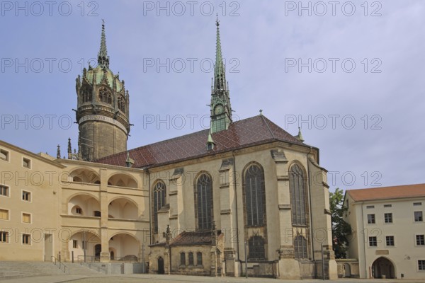 Gothic castle with castle church, UNESCO, Luther city Wittenberg, Fläming, Saxony-Anhalt, Germany