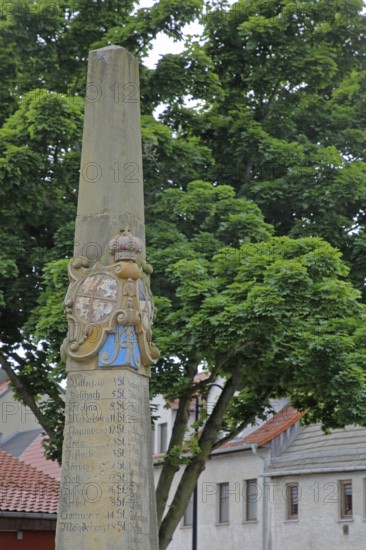 Historic Electoral Saxon Postal Column, Electoral Saxon, Electoral Saxony, Postal Distance Column, Column, Obelisk, Stele, Postal Column, Distance Column, Gräfenhainichen, Saxony-Anhalt, Germany