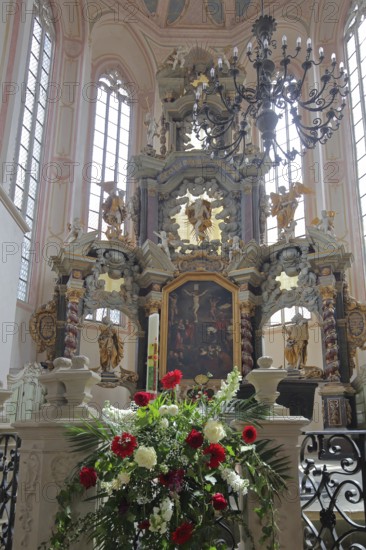 Chancel of the baroque, high altar, interior view, paintings, decorations, arts and crafts, St. Wenceslas, town church, Saale, Naumburg, Saxony-Anhalt, Germany