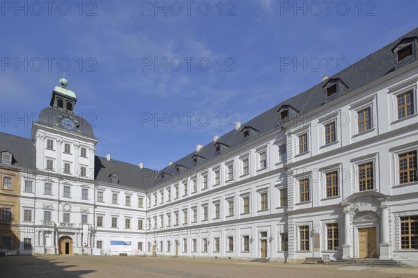 Inner courtyard of the baroque castle Neu-Augustusburg, Weißenfels, Saxony-Anhalt, Germany