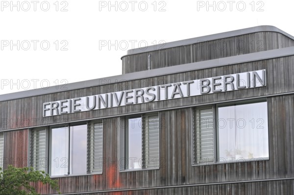 Lettering on one of the main buildings of the Freie Universität Berlin in Dahlem. The building complex is known as the Rostlaube and Silberlaube