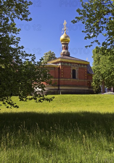 Russian Orthodox Church of All Saints, also known as the Russian Chapel, spa garden, Bad Homburg vor der Höhe, Hesse, Germany