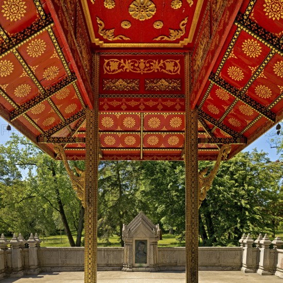 Thai-Sala 1, Thai pagoda in the spa gardens of Bad Homburg vor der Höhe, listed cultural monument, Hesse, Germany