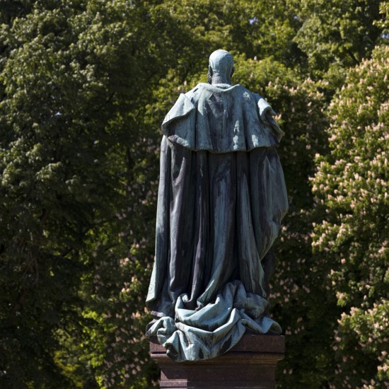 Monument to Kaiser Wilhelm I from behind by Fritz Gerth in the spa gardens of Bad Homburg vor der Höhe, Hesse, Germany