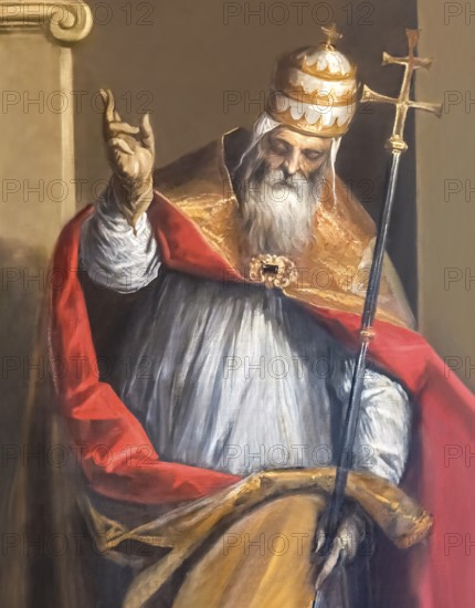 Pope Anacletus (c.?AD 16 – c.?AD 92), also known as Cletus, Anaklet, Anenkletos, Anencletus, Kletus, bishop of Rome from c.?AD 80 to c.?AD 92, digitally edited after a painting by Iacopo Negretti