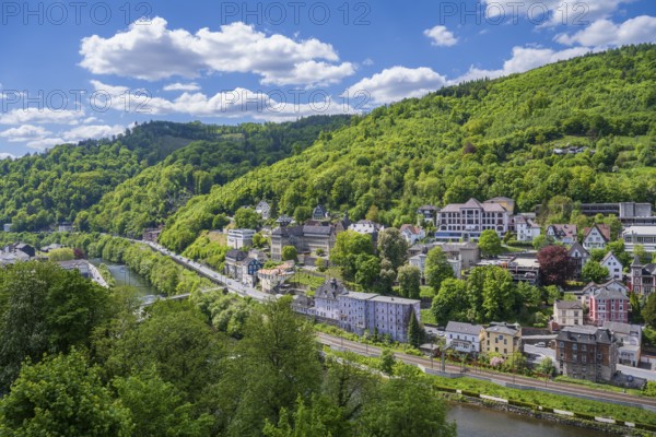 Town view, Lennetal, Altena, Sauerland, Westphalia, North Rhine-Westphalia, Germany