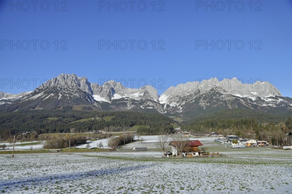 Panorama, View of the Wilder Kaiser, Wilder Kaiser, Ellmau, Tyrol, Austria