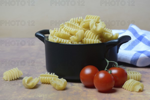 Italian pasta, Radiatori variety, in pots