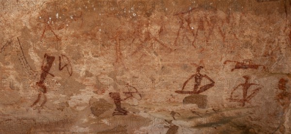 Depictions of people on a rock slab, petroglyphs, rock engravings, Twyfelfontein, Kunene, Namibia