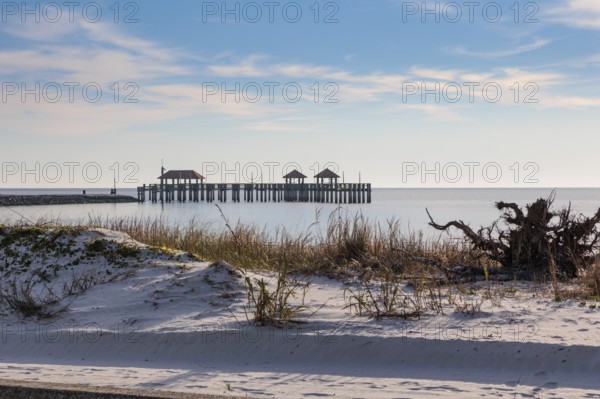 Fishing pier in the Gulf of Mexico at Gulfport, Mississippi, USA