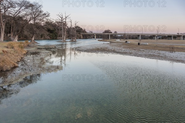 Guadalupe River flowing through Louise Hays Park in Kerrville, Texas, USA