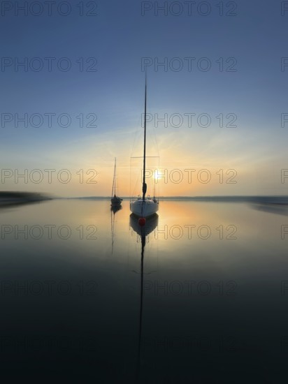 Evening atmosphere, sailing boats on Lake Starnberg, Bavaria, Germany