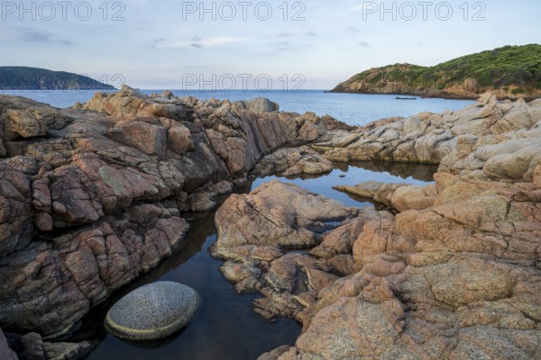 Morning atmosphere on the beach, Plage d'Arone, Corsica, France